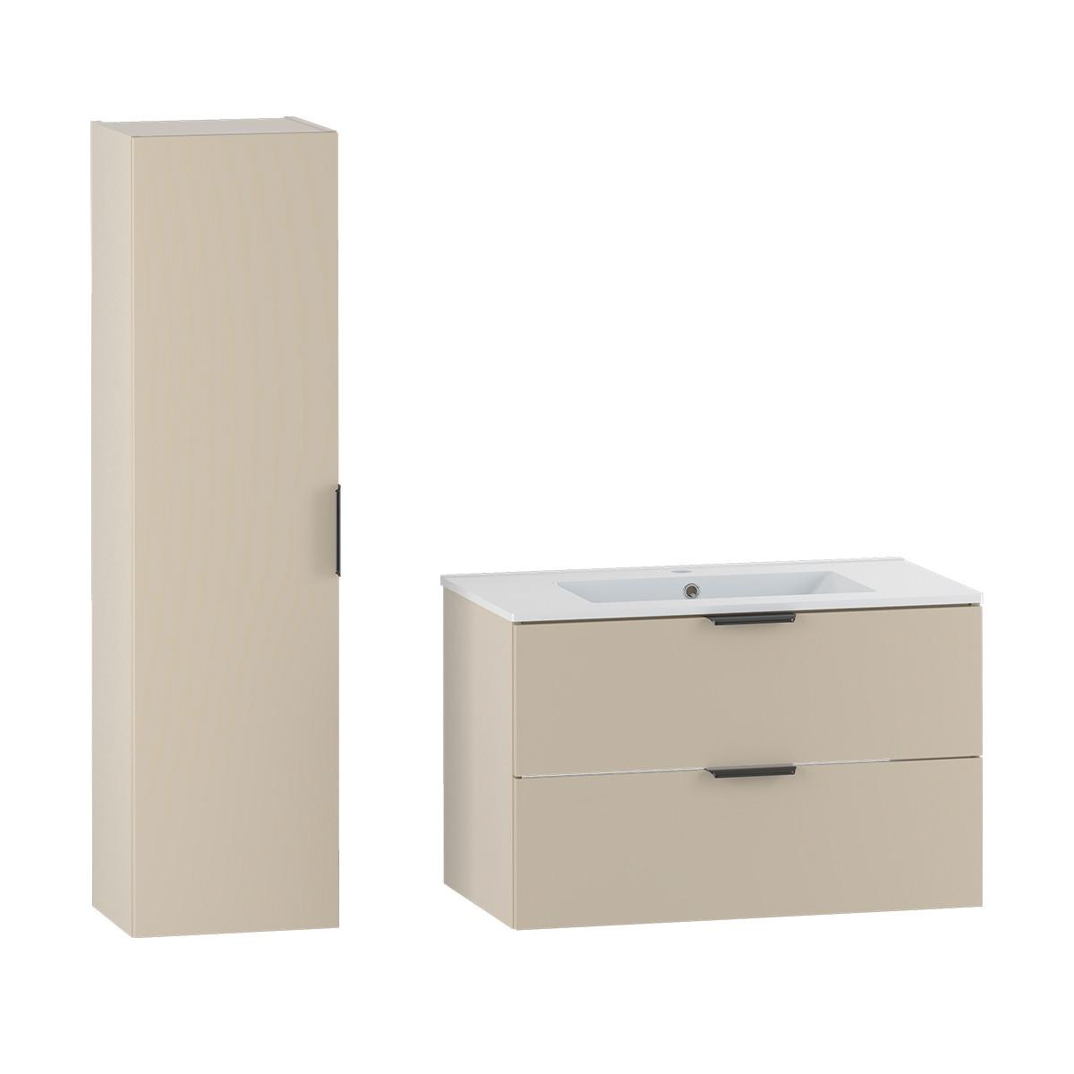 BADMÖBEL 80cm Astrid 2er-Set Kaschmir - Beige, Holzwerkstoff (80/50/45.8cm) - Petits-meubles