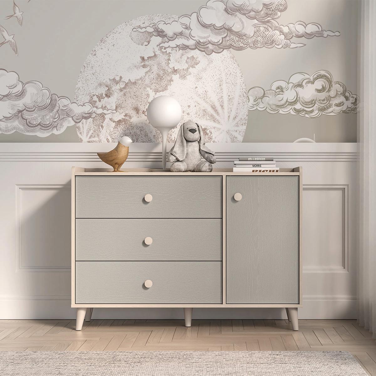KINDERKOMMODE Alycia Beige - Grau - Holzeffekt - Grau, Holz (120/85/40cm) - Petits-meubles