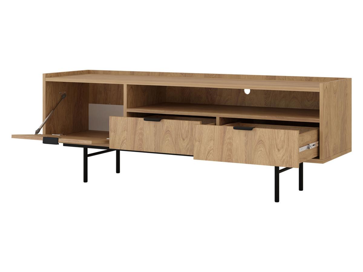 TV-LOWBOARD Edison 150 - Nussbaumfarben/Schwarz, Holzwerkstoff/Metall (150/55/40cm) - MIRJAN24