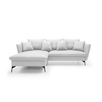 ECKSOFA FERRO Grau Geflochtener Stoff mit Schlaffunktion - Grau, Holz (258/167cm) - MASSENO