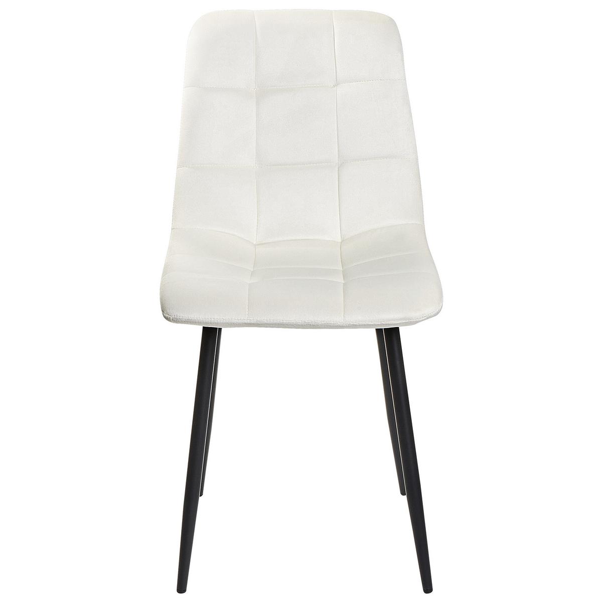 ESSZIMMERSTUHL 4er-Set Samtstoff Cremeweiß Powell - Schwarz/Weiß, Textil (45/88/62cm) - Beliani