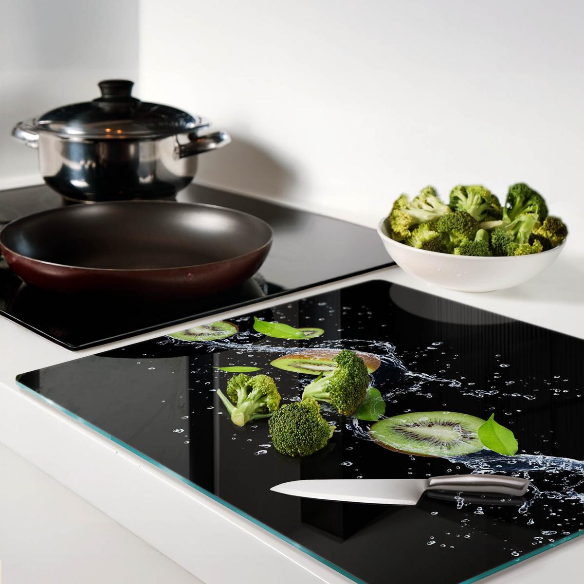 GLASPLATTE 60x52 cm Kiwi und Wasser - Grün, Glas (60/0.4/52cm) - TULUP