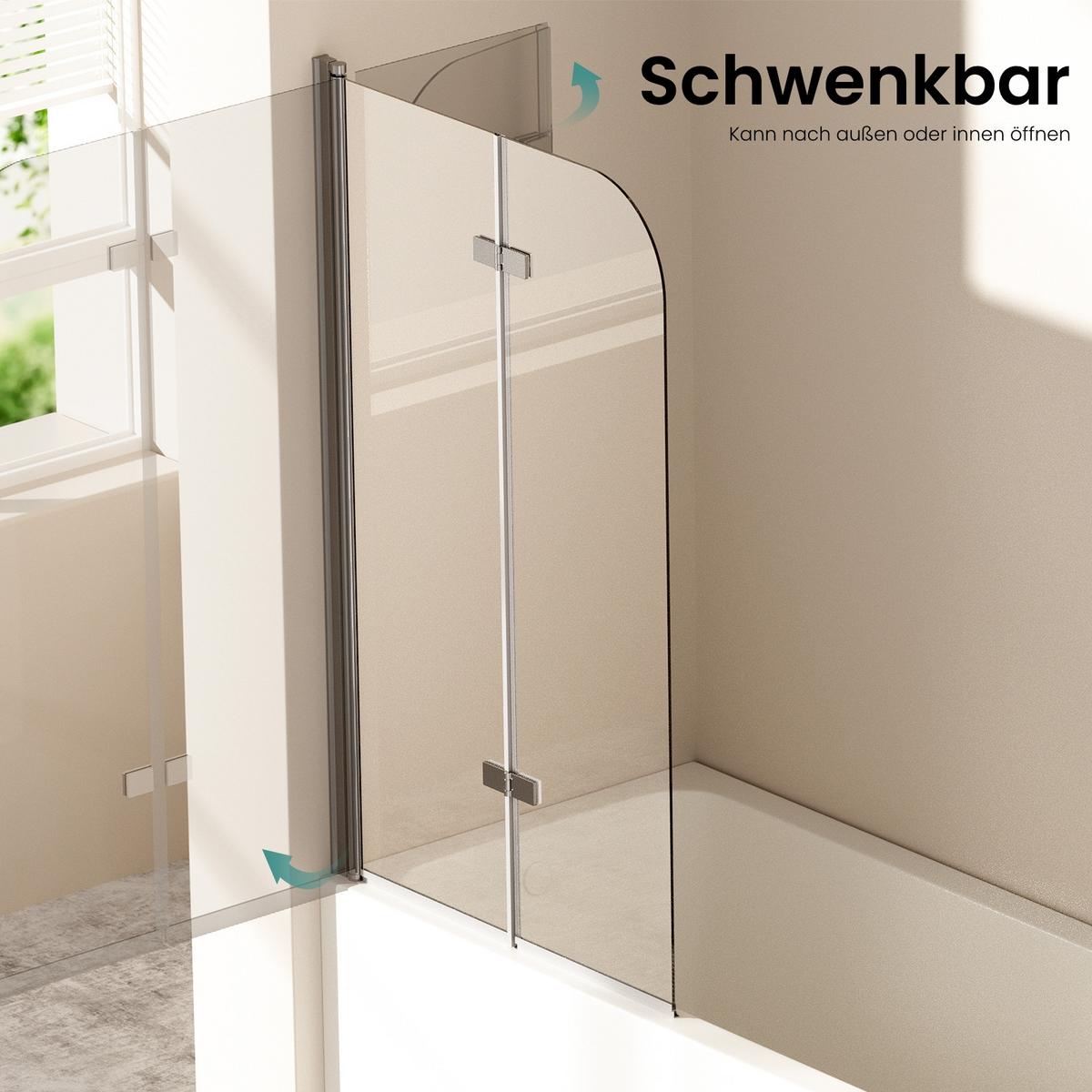 BADEWANNENAUFSATZ 2-teilig faltbar 100/140 cm - Transparent, Glas (100/140cm) - EMKE