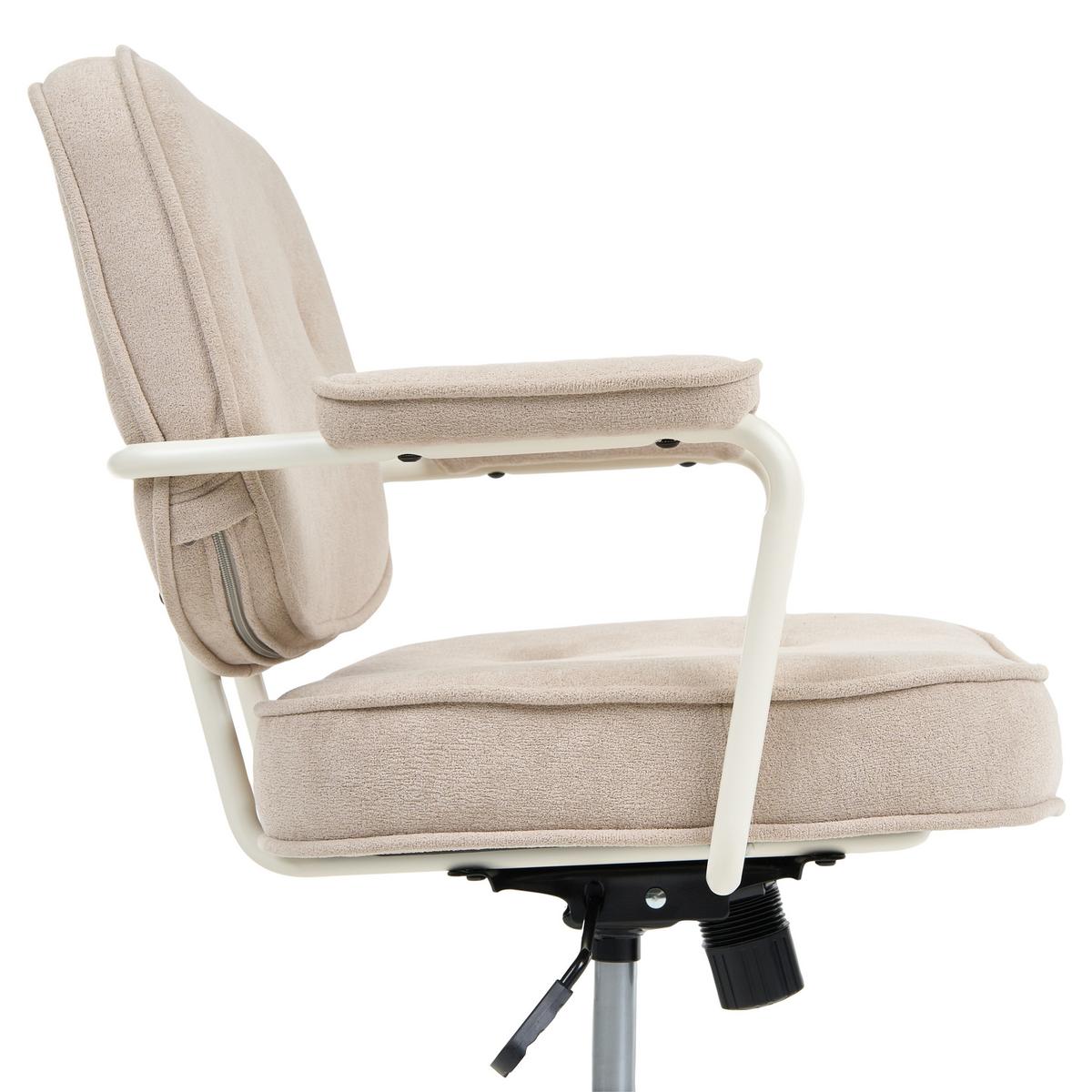 SCHREIBTISCHSTUHL Bouclé Hellbeige Paramus - Beige, Kunststoff (60/81/65cm) - Beliani