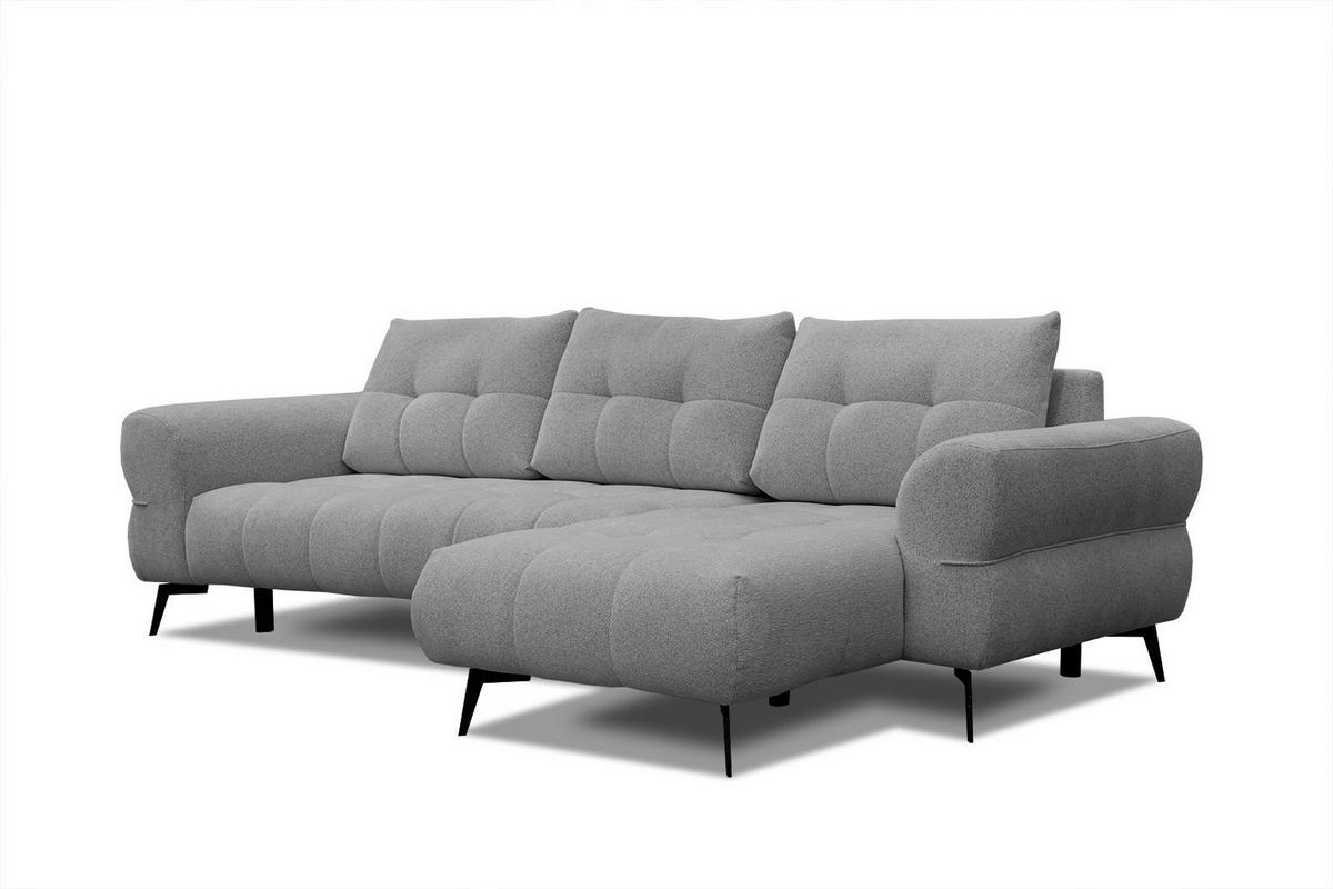 ECKSOFA SALVINI 4-Sitzer, grau - Schwarz/Grau, Holzwerkstoff/Textil (292/158cm) - Wozimo