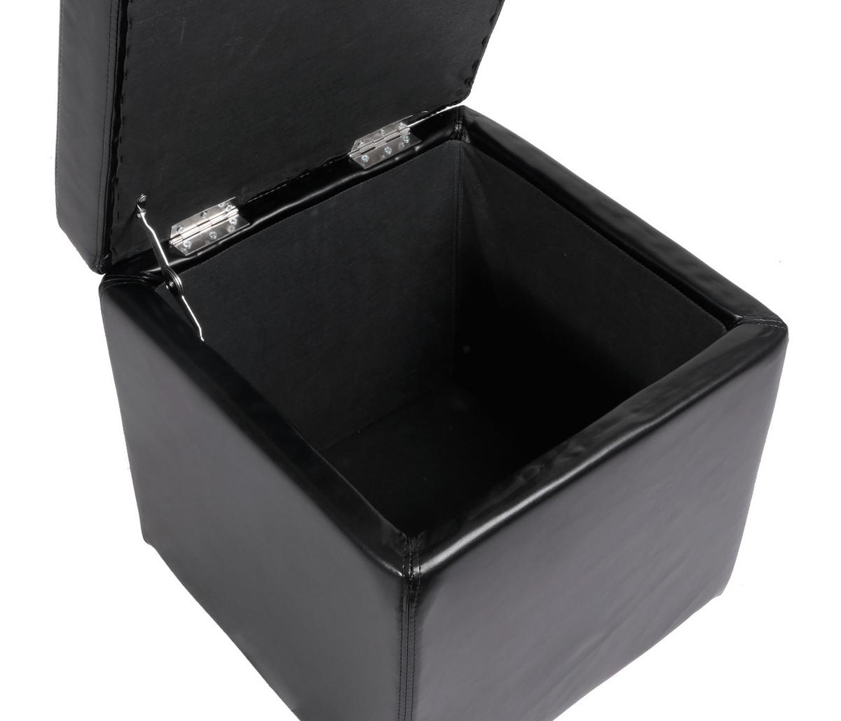 SITZHOCKER Schwarz - Schwarz, Leder (44/45/44cm) - MCW
