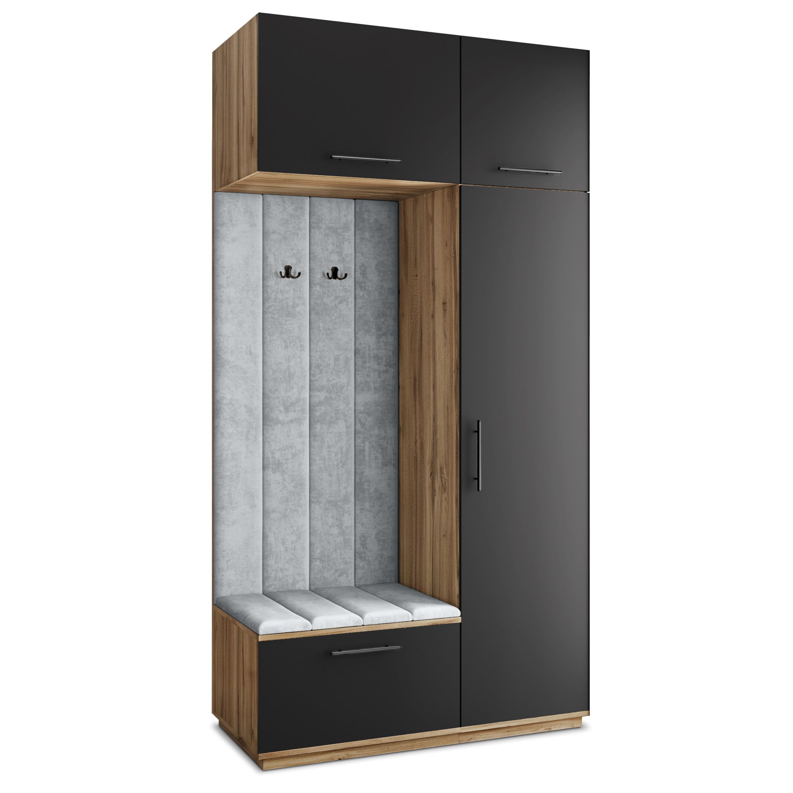 GARDEROBENSCHRANK REMA 120/240/60 cm Modern Eiche Wotan - Eiche Wotan/Hellgrau, Holzwerkstoff (120/240/60cm) - MASSENO