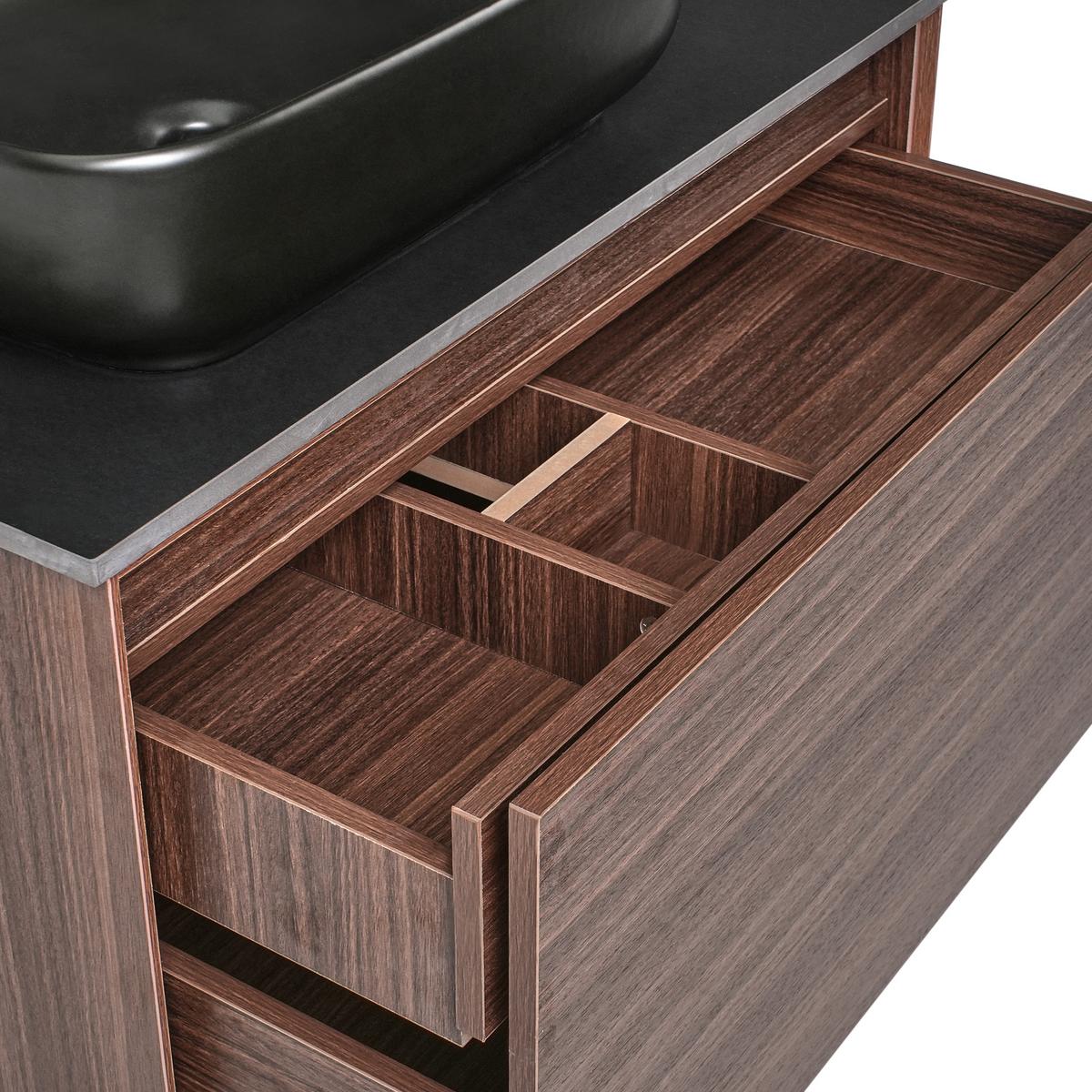 WASCHBECKENUNTERSCHRANK wandmontiertk mit Waschbecken Dunkelbraun Arica - Dunkelbraun, Holzwerkstoff (80/58/50cm) - Beliani