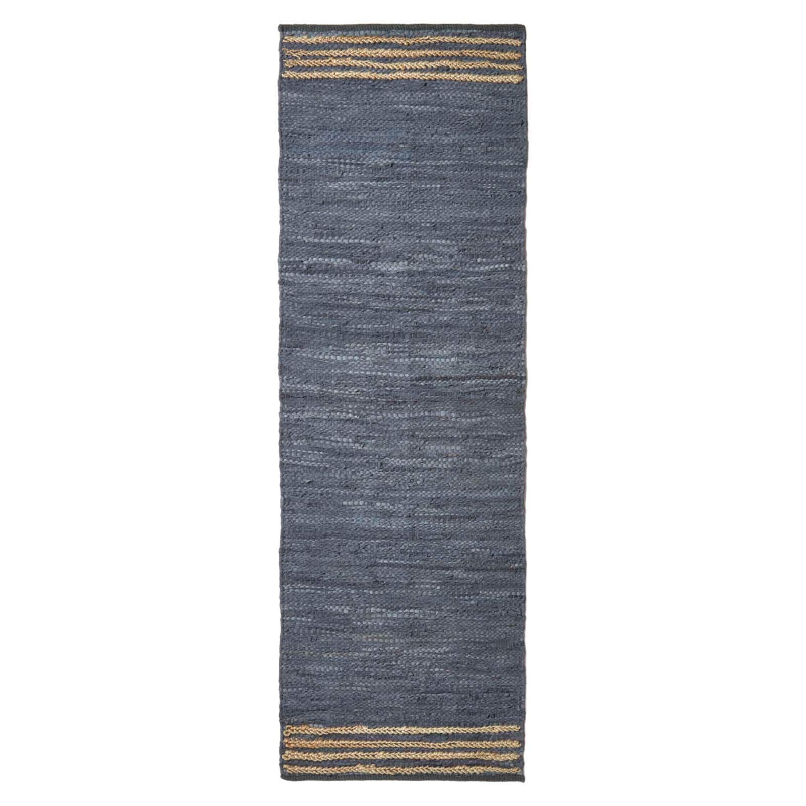 FLICKENTEPPICH-LÄUFER aus Recycling-Leder 66/200 cm - Grau, Leder (66/200cm) - Homescapes