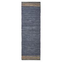 FLICKENTEPPICH-LÄUFER aus Recycling-Leder 66/200 cm - Grau, Leder (66/200cm) - Homescapes