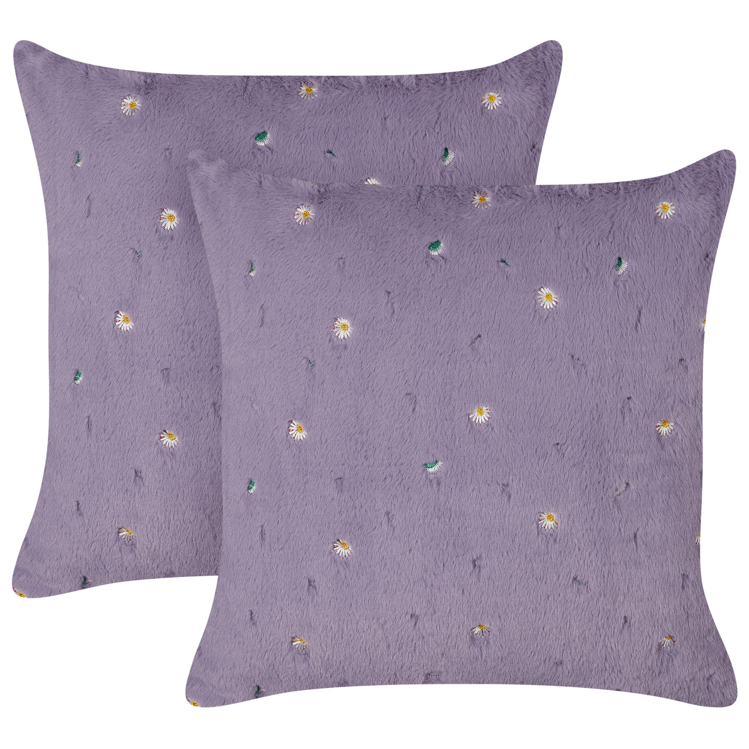 DEKOKISSEN 2er-Set Violett 45/45 cm Lavatera - Violett, Textil (45/45cm) - Beliani