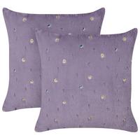 DEKOKISSEN 2er-Set Violett 45/45 cm Lavatera - Violett, Textil (45/45cm) - Beliani