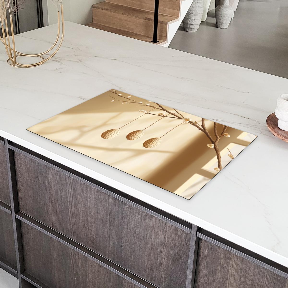 HERDABDECKPLATTE Beige - Osterkuchen - Eier Ceranfeldabdeckung 85x52 cm - Beige, Kunststoff (85/52/0.2cm) - MuchoWow