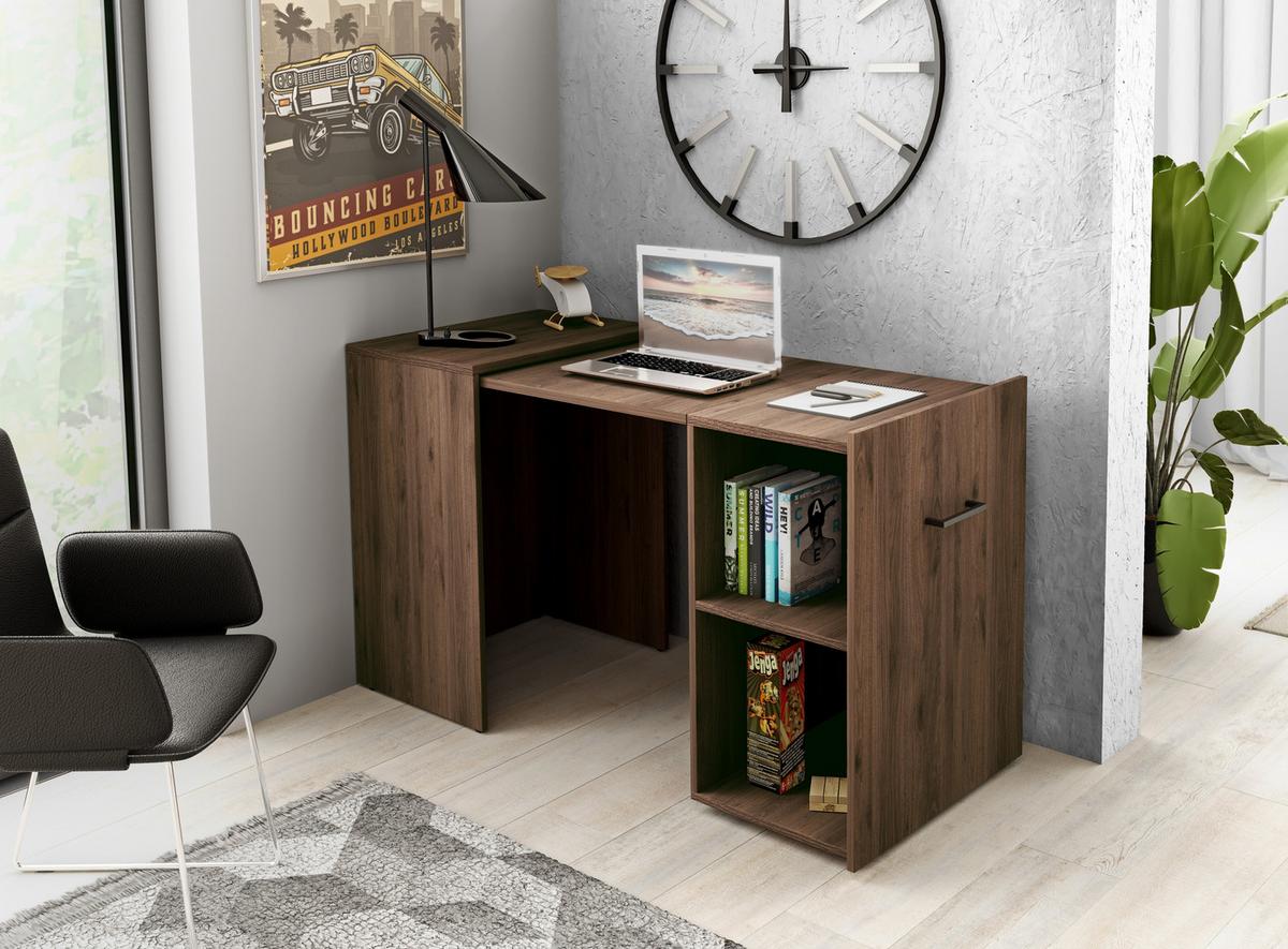 SCHREIBTISCH INTELLO 131,5x60x75 cm Bürotisch Computertisch, Nussbaumfarben - Nussbaumfarben, Holzwerkstoff (60/131.5/75cm) - MASSENO
