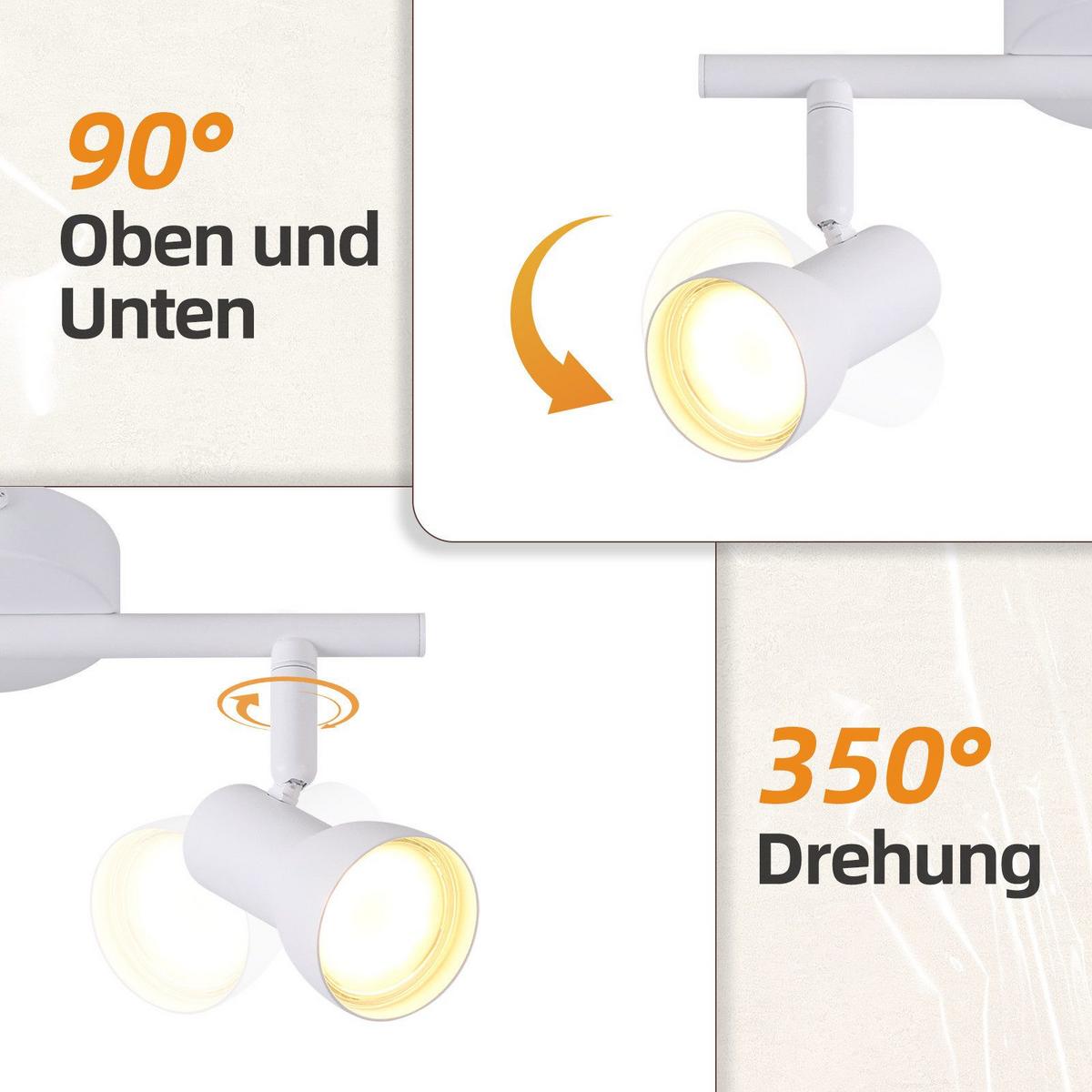 DECKENSTRAHLER Lewter 2-flammig 25.5/8/15.5cm - Weiß, Metall (25.5/8/15.5cm) - Nettlife