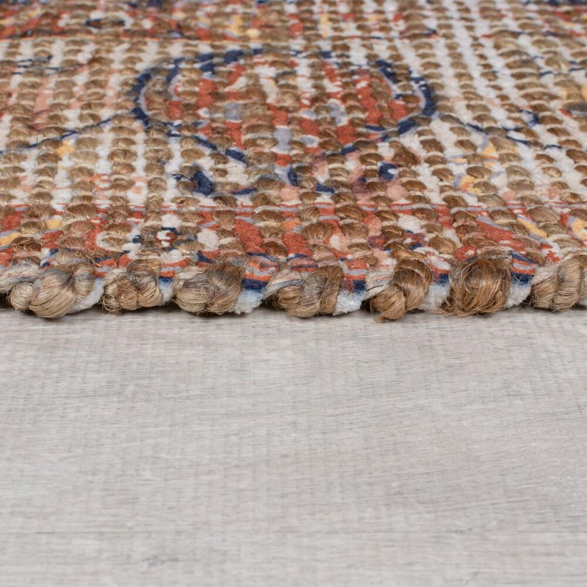 JUTETEPPICH handgewebt WENSLEY, im Vintage-Stil, Rot-Blau, 200 x 290 cm - Rot, Textil (290/200cm) - KADIMA DESIGN