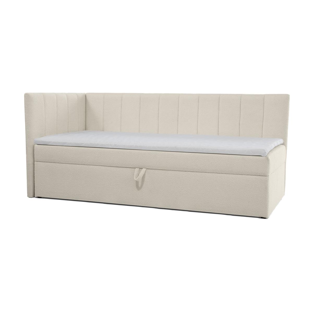 SCHLAFSOFA Rafi, Eckbett mit Bettkasten, 90x200 cm, Beige - Beige, Textil (209/94/102cm) - Beautysofa