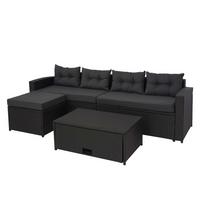 POLY-RATTAN GARNITUR Schwarz, Anthrazit - Anthrazit/Schwarz, Kunststoff - MCW