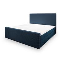 BOXBETT ALORIA 200x200 cm mit Matratze und Topper, H2+H3 - Blau - Blau, Holz (200/200cm) - MASSENO