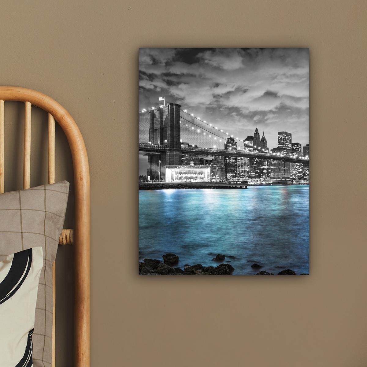 LEINWANDBILD New York - Skyline - Stadt - Blau Room Decor 30x40 cm - Blaugrau, Textil (30/40cm) - MuchoWow