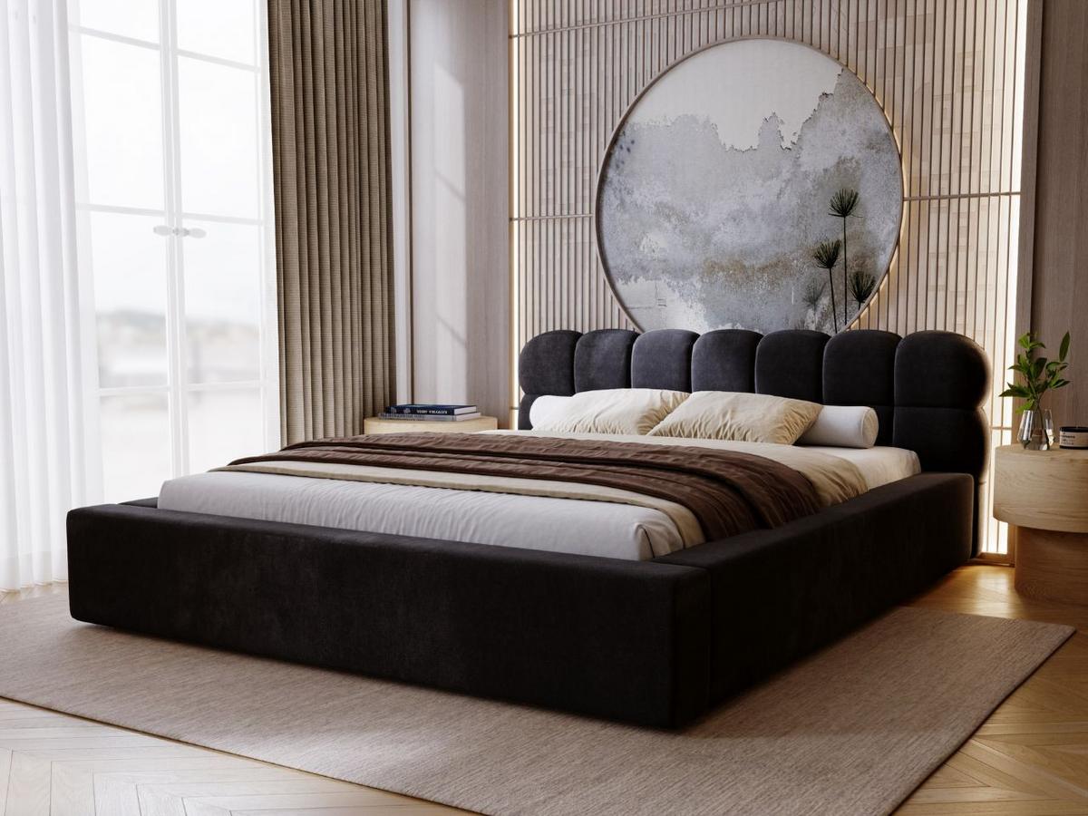POLSTERBETT Plaza 160x200 Schwarz - Schwarz/Naturfarben, Holz/Kunststoff (160/200cm) - Graingold