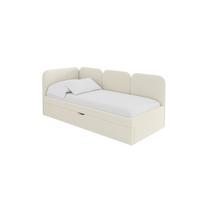 EINZELLBETT Jugendbett mit Bettkasten, Rechts - ALVY 100x200 Beige - Perlmutt, Holzwerkstoff/Textil (100/200cm) - ALTDECOR
