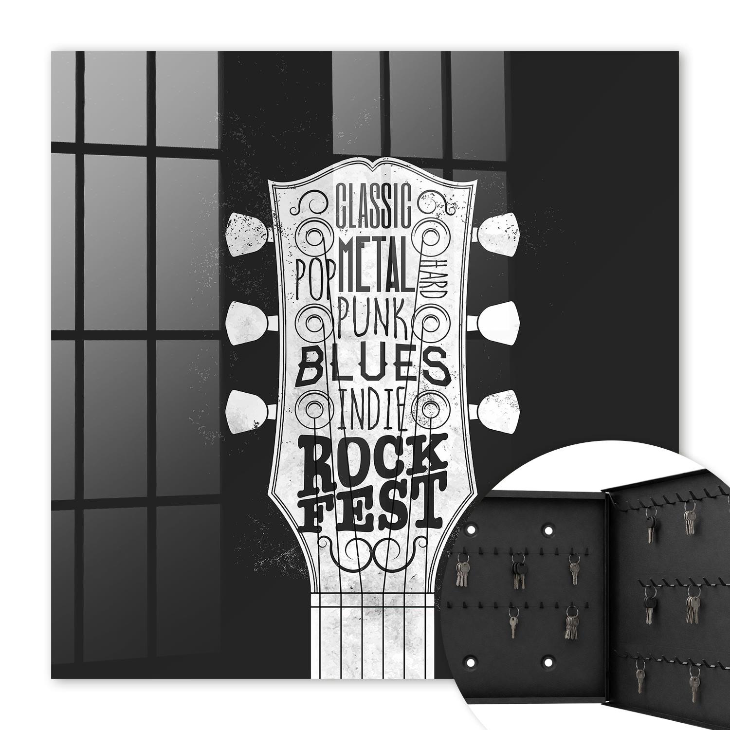 SCHLÜSSELBOX Schwarz 30x30 cm- Türöffnung nach rechts - Rockfest - Schwarz, Metall (30/30/5cm) - TULUP