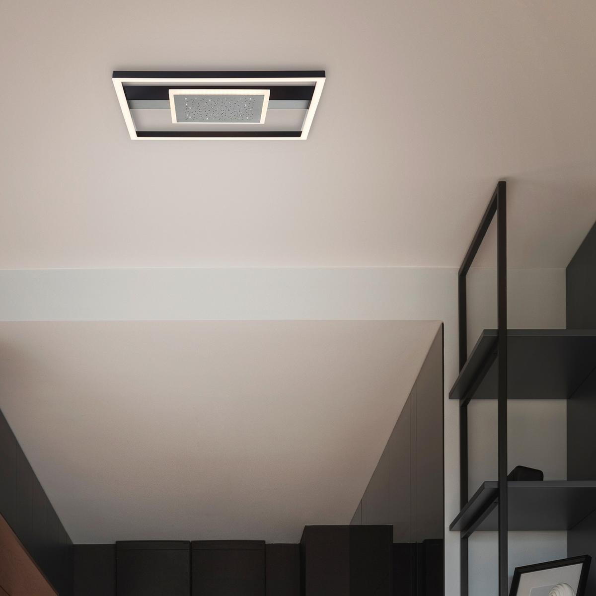 LED DECKENLEUCHTE Reno Schwarz 37/37/5 cm - Schwarz, Metall (37/37/5cm) - Brilliant