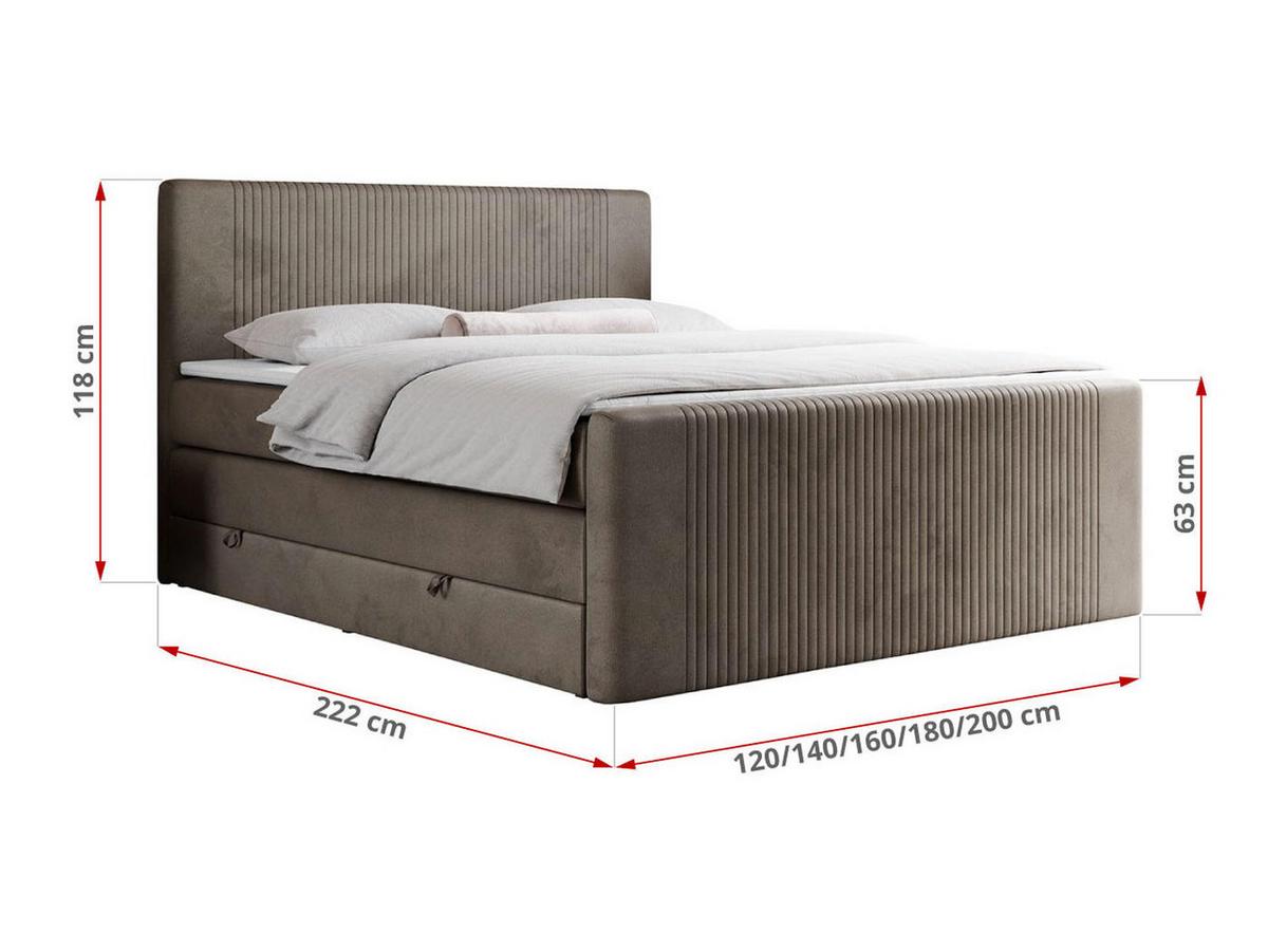 BOXSPRINGBETT KING DOREN 200/200 Braun Velvet - H3 - Braun, Holz/Textil (200/200cm) - MKS