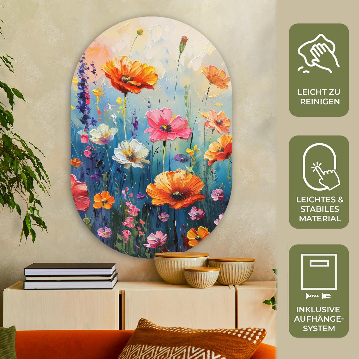 WANDBILD Blumen - Natur - Aquarell - Kunst Deko Groß 80x120 cm - Multicolor, Kunststoff (80/120cm) - MuchoWow