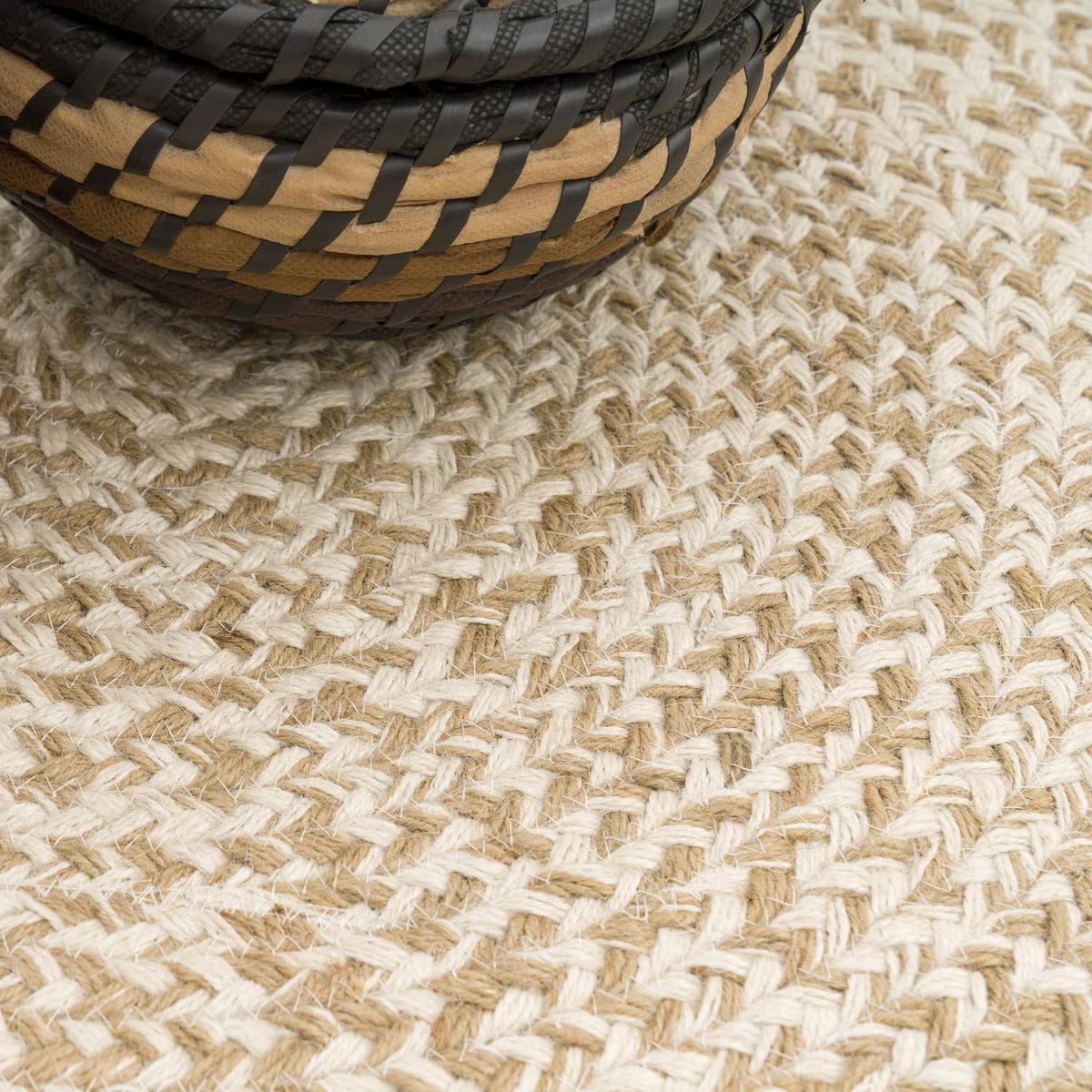 NATURTEPPICH handgewebt wendbar, im Boho-Stil, Beige, Ø 120 cm - Beige, Textil (120/120cm) - KADIMA DESIGN