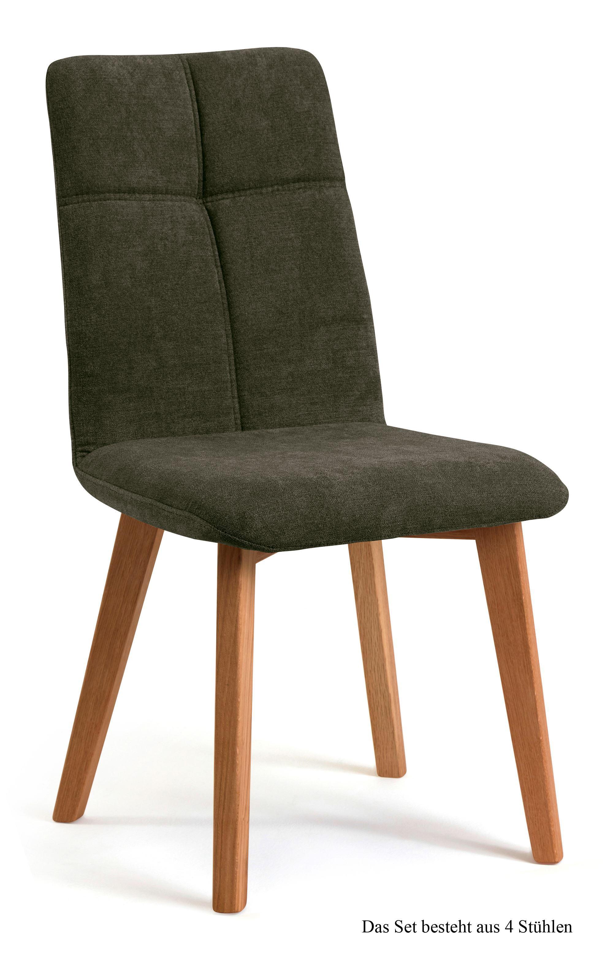 ESSZIMMERSTUHL (4er-Set) Dillian 47x92x60 Eiche geölt/Khaki - Dunkelgrün/Eichefarben, Kunststoff (60/92/47cm) - 58aufmkessel