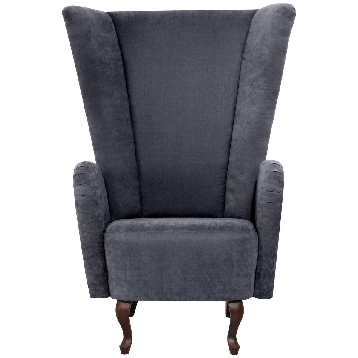 HOCHLEHNSESSEL Kailey Bezug Velourstoff Buche nussbaum dunkel / anthrazit - Anthrazit, Kunststoff (96/122/89cm) - 58aufmkessel