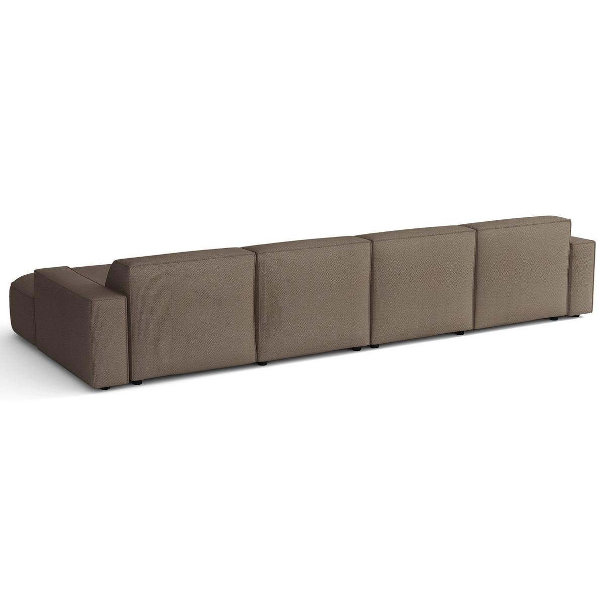 WOHNLANDSCHAFT Sallmo U-Form, universell, 3-Sitzer 374 cm - Hellbraun/Schwarz, Kunststoff/Textil (374/70/166cm) - Selsey