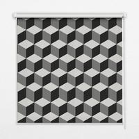 INNENROLLO - Fensterrollo - Rollo - 100x100 cm - 3D-Würfel - Schwarz, Kunststoff (100/100/0.5cm) - TULUP