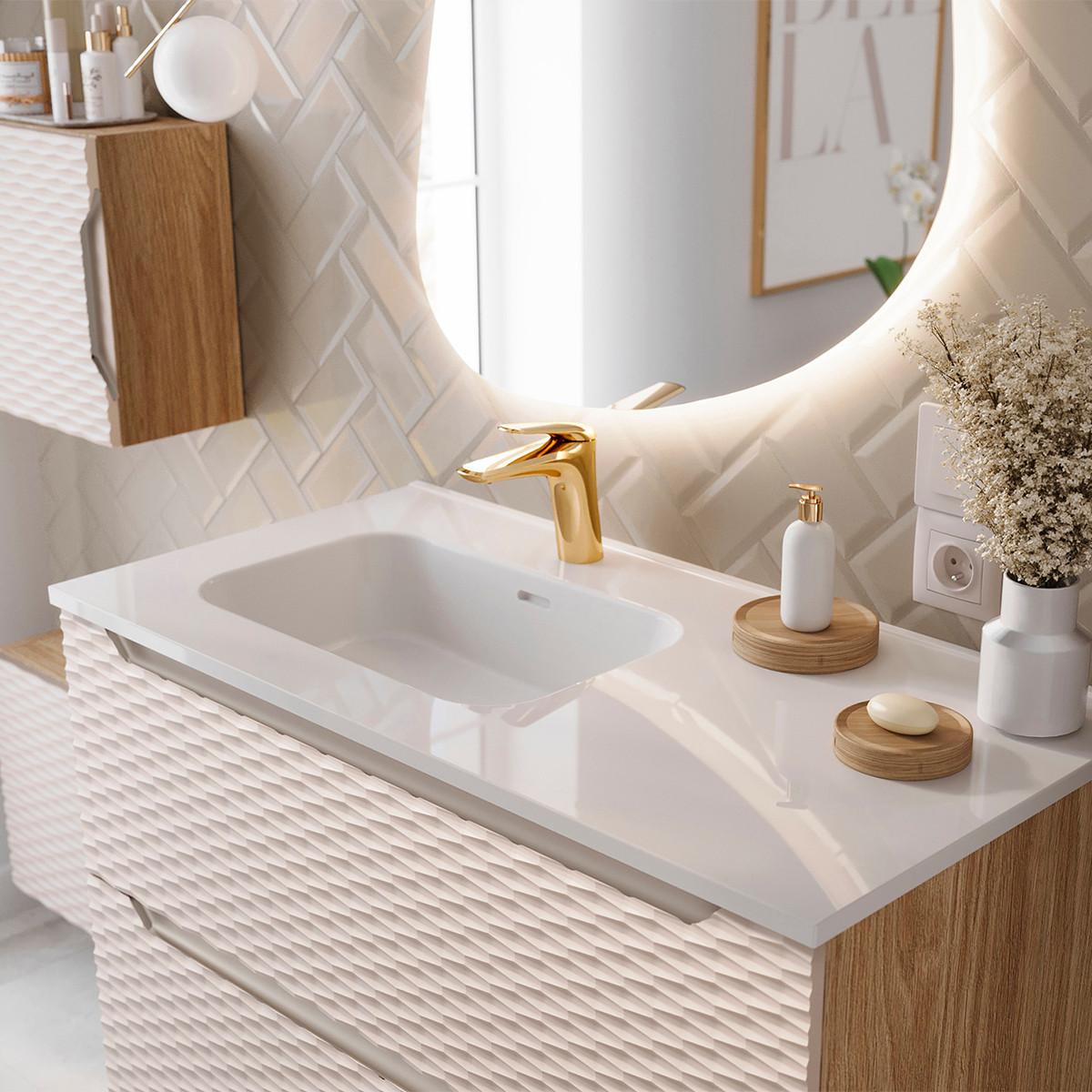 WASCHTISCH 120cm Elora Beige und Holz - Braun, Holzwerkstoff (120/57/46cm) - Petits-meubles
