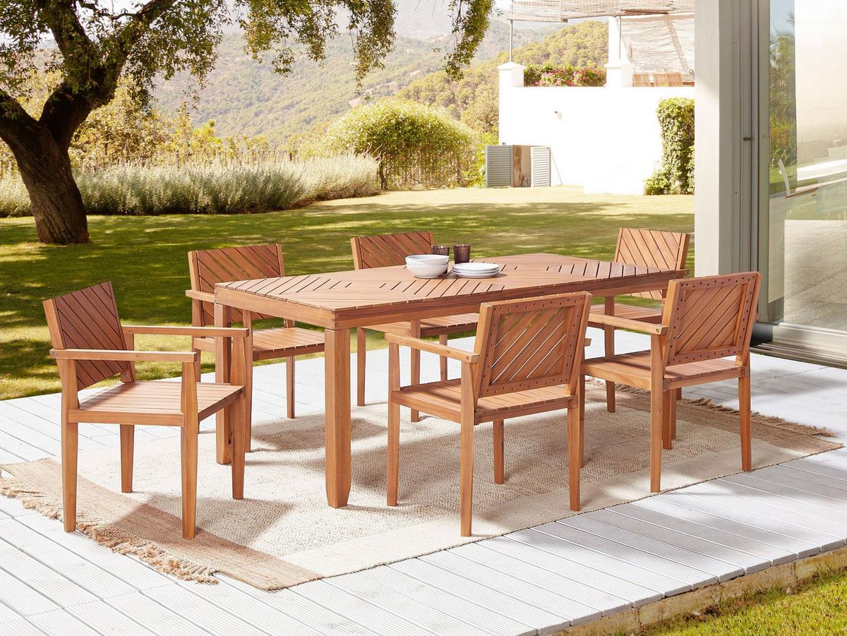 GARTENTISCH Akazienholz hellbraun 180/90 cm Baratti - Dunkelbraun, Holz (90/180/74cm) - Beliani
