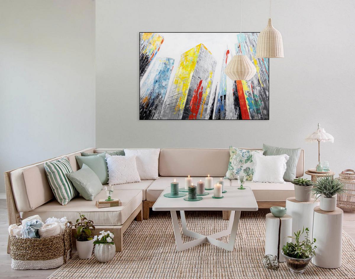 ACRYLBILD HANDGEMALT 120/80 cm - Multicolor/Grau, Holz/Textil (120/80cm) - KUNSTLOFT