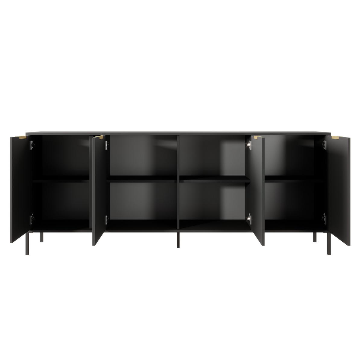 SIDEBOARD LORENZO 203/81/40 cm mit 4 Türen Anthrazit - Anthrazit, Holzwerkstoff (203/81/40cm) - MASSENO