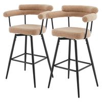 BARHOCKER 2er Set drehbar Braun mit Teddy-Stoff 76 cm hoch - Schwarz/Braun, Textil/Metall (61/103/55cm) - ML-DESIGN