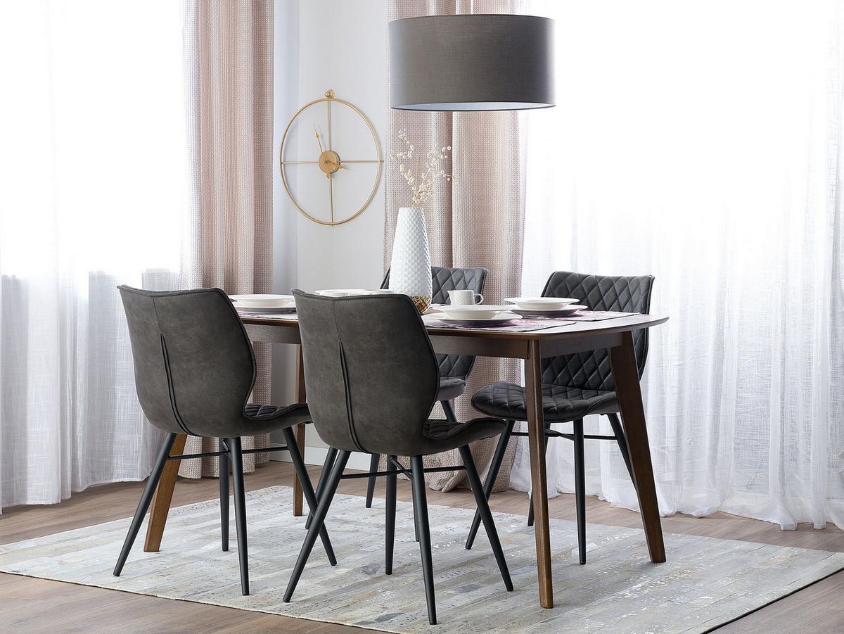 ESSZIMMERSTUHL 2er-Set Polsterbezug Grau Lisle - Grau, Textil/Metall (44/86/56cm) - Beliani