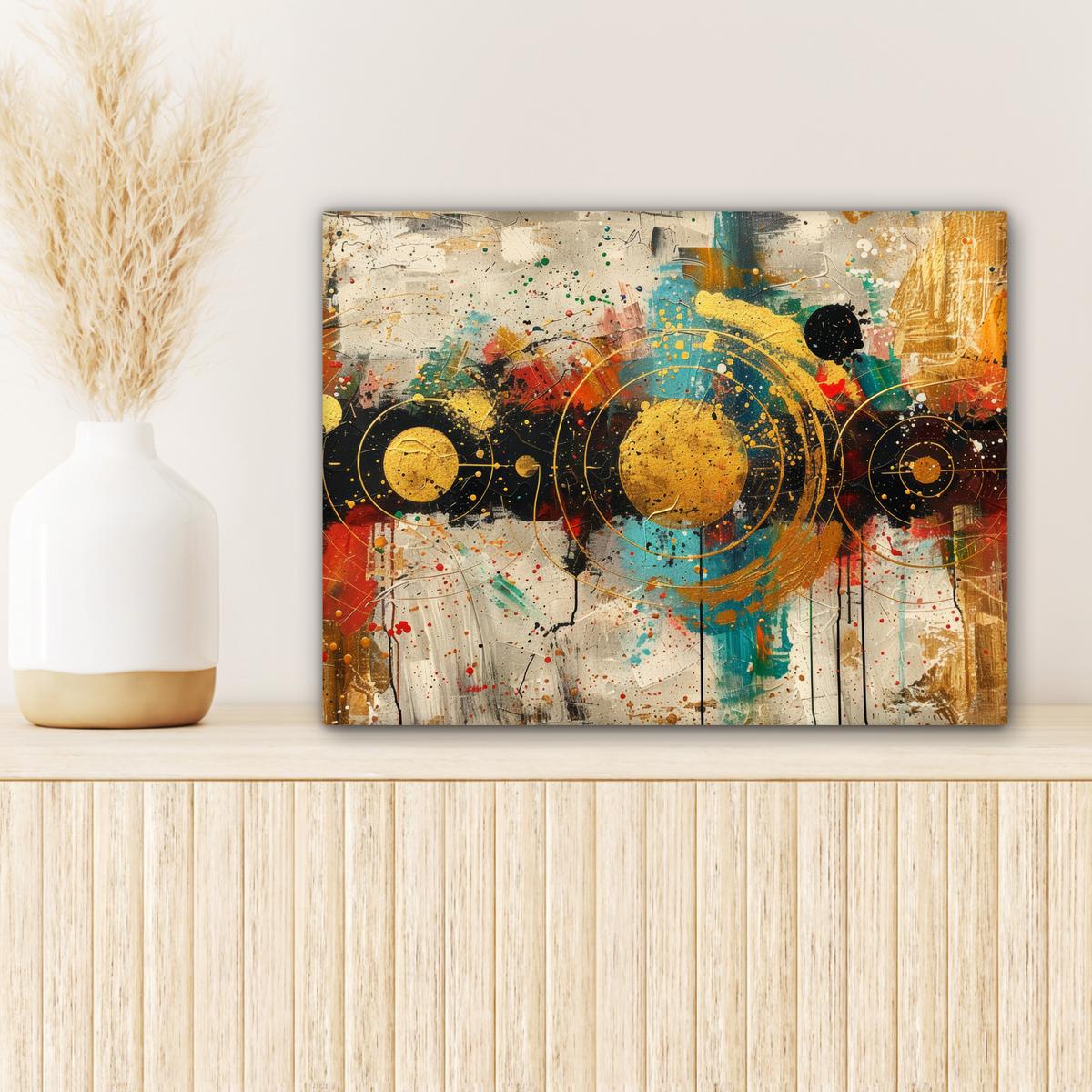 LEINWANDBILD Abstrakt - Kunst - Gold - Modern Wandbild 40x30 cm - Multicolor, Textil (40/30cm) - MuchoWow