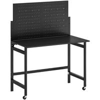 WERKBANK MDF Schwarz - Schwarz, Metall (62/143.5/115cm) - HOMCOM