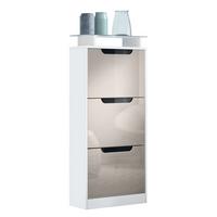 SCHUHSCHRANK Space Sandgrau Hochglanz - Sandfarben, Holzwerkstoff (46/128/23cm) - Vladon