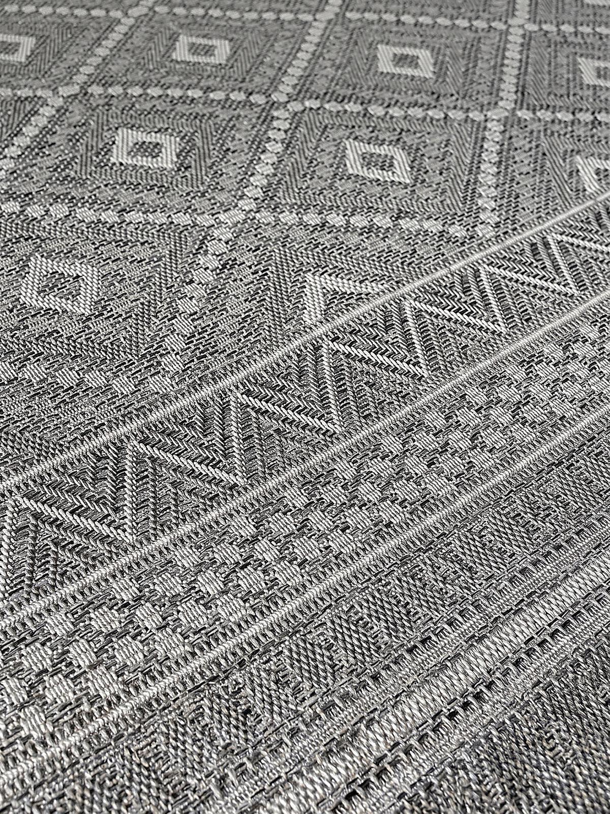 TEPPICH Flachgewebe ESERA Ethno-Rauten Polypropylen Grau 120 x 120 cm - Grau, Textil (120/120cm) - KADIMA DESIGN