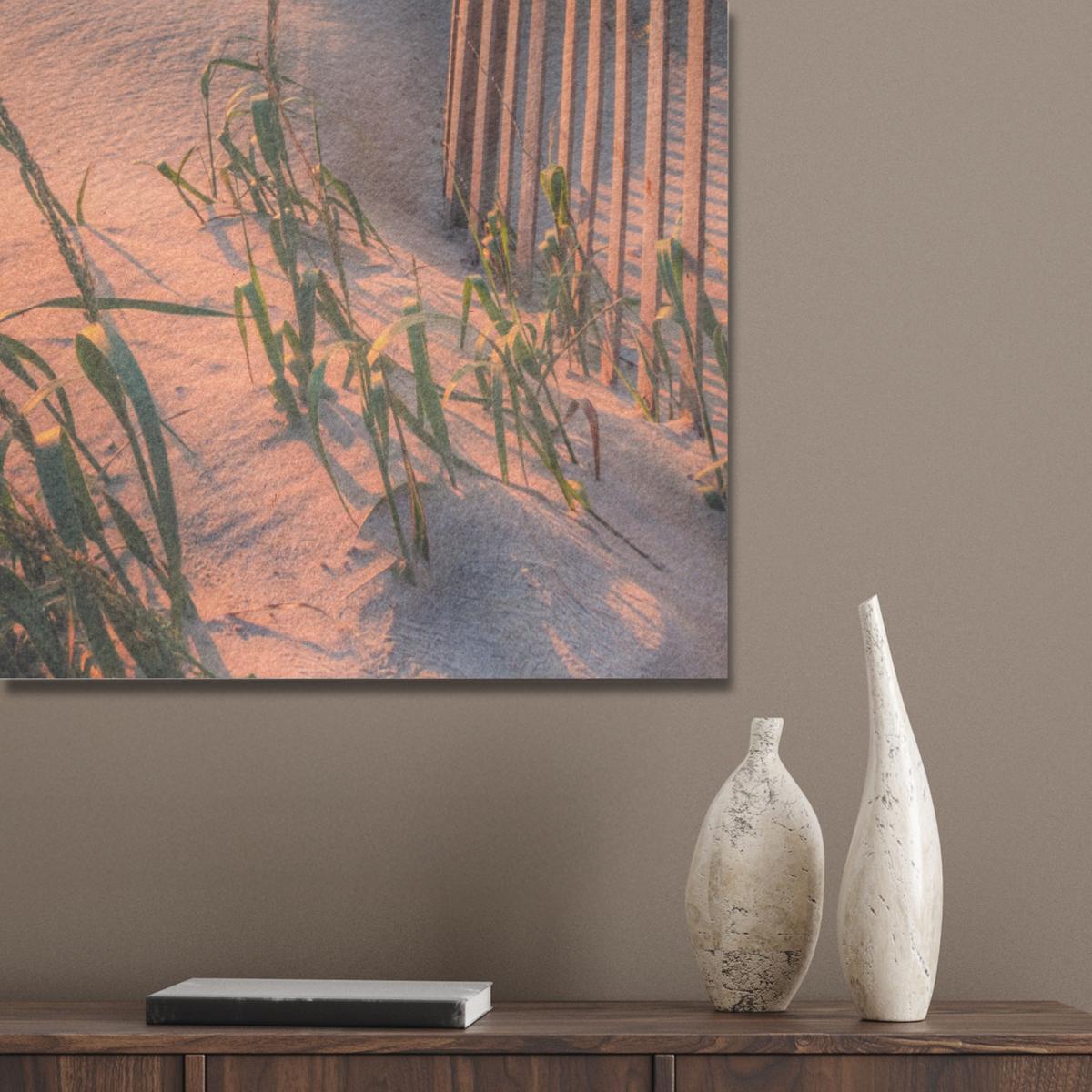AKUSTIKBILD Strand - Meer - Düne - Sonnenuntergang - Landschaft Wanddeko 70x100 cm - Beige, Kunststoff (70/100/0.9cm) - MuchoWow