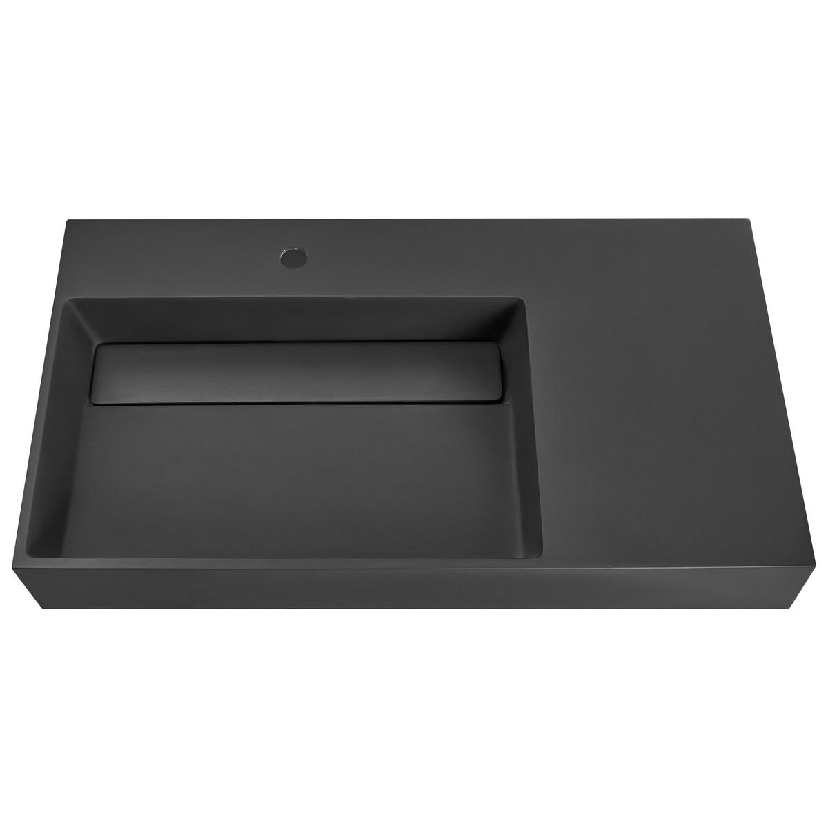 HÄNGEWASCHBECKEN Schwarz 90/48 cm Mineralguss Cusco - Schwarz, Naturmaterialen (90/13/48cm) - Beliani