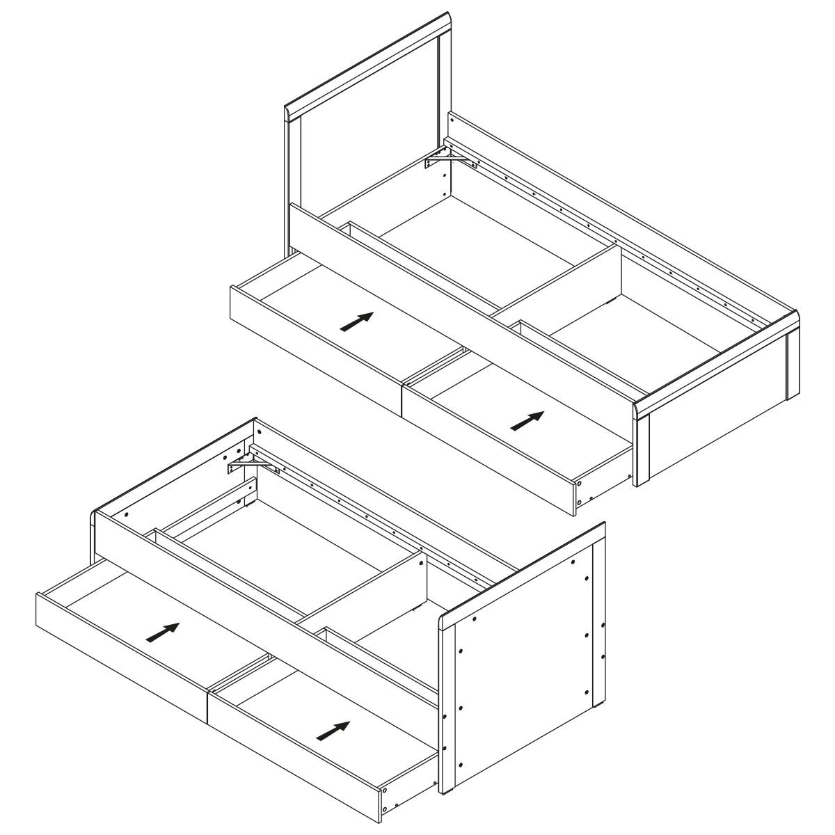 BETT 90/200 Teo Weiß und Holz - Weiß, Holzwerkstoff (90/200cm) - Petits-meubles