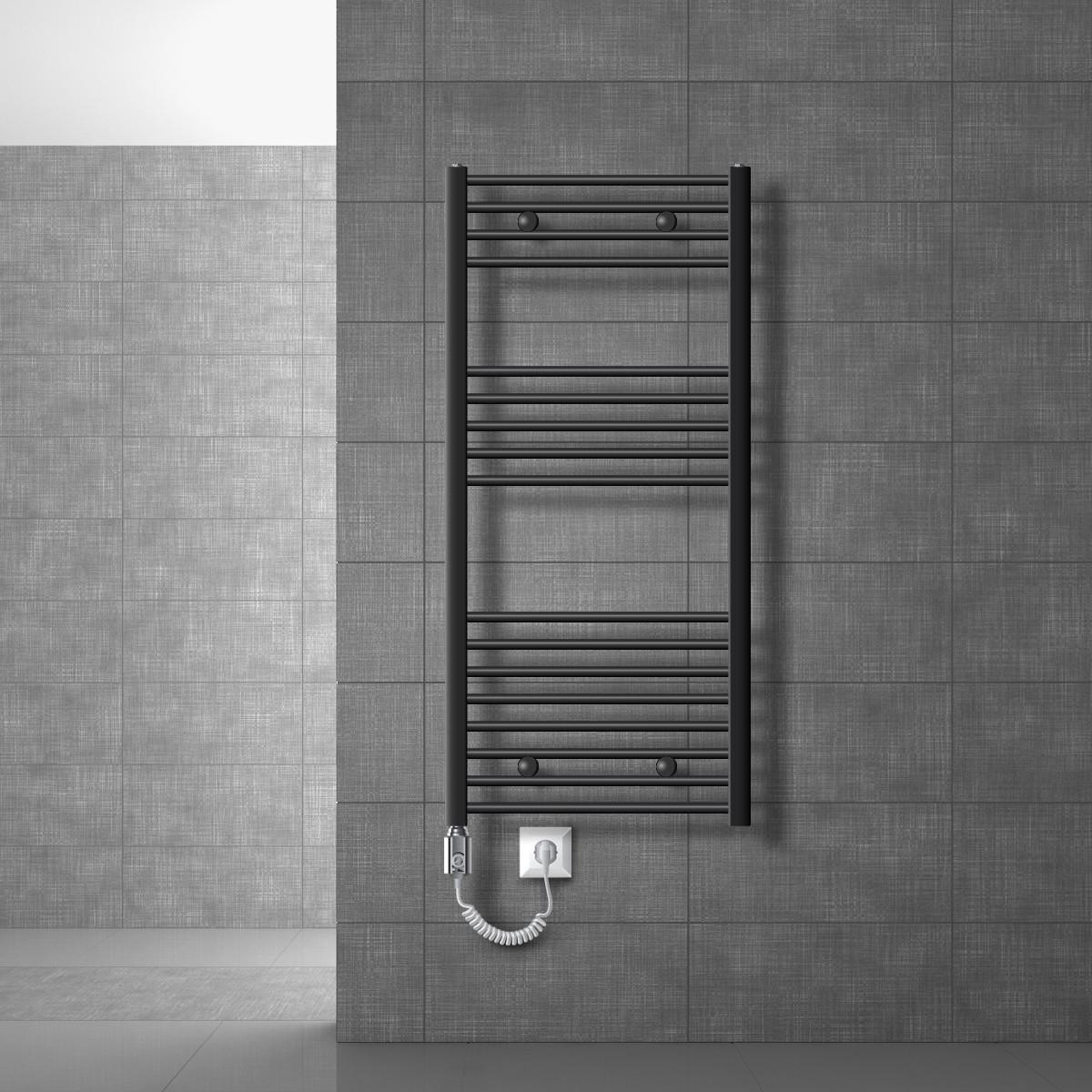 BADHEIZKÖRPER elektrisch Sahara 600x1200 mm Anthrazit gerade mit Heizstab 900W - Anthrazit, Metall (3/120/60cm) - LuxeBath