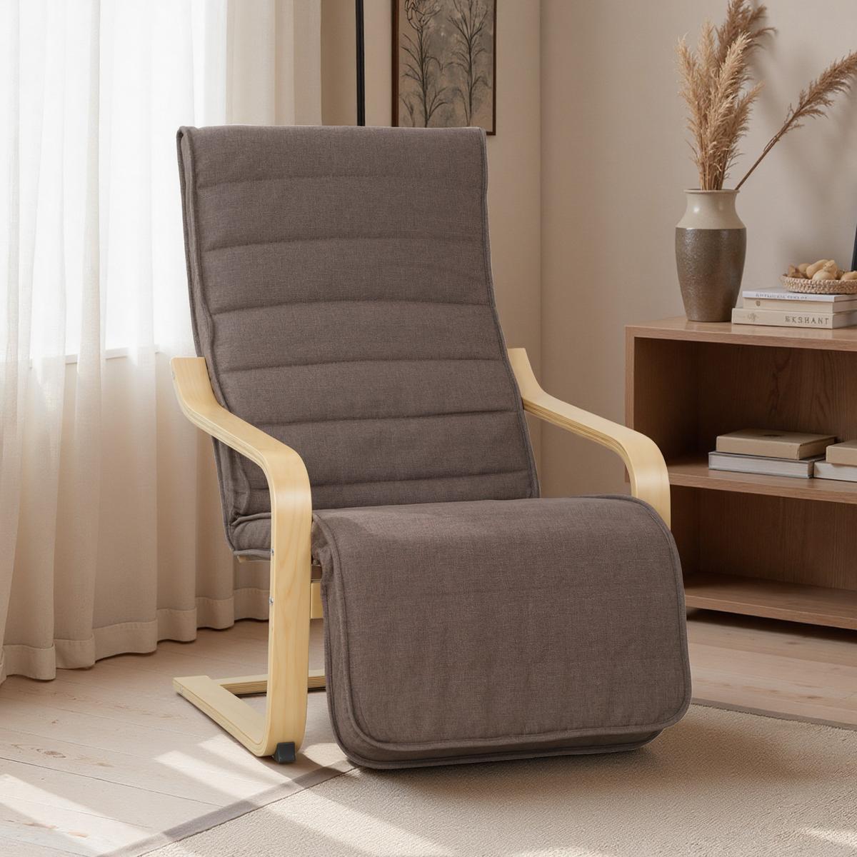 SESSEL Polyester Birkenholz Braun - Braun/Naturfarben, Holz/Birkenholz (94/100/66.5cm) - HOMCOM